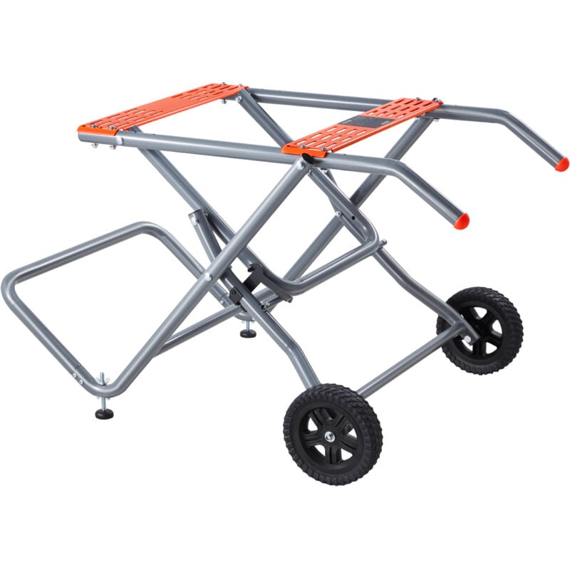 Support de scie circulaire portable, capacité de charge de 158 kg, table pliable et roulante avec roues en caoutchouc de 20 cm, construction robuste,