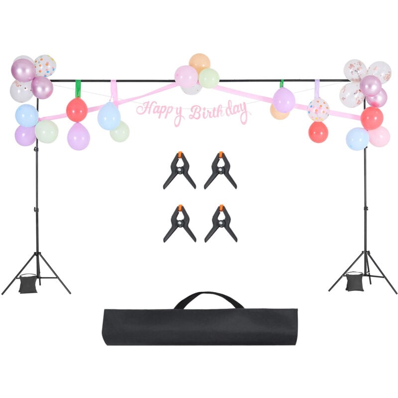 Mophorn - Support de toile de fond réglable 6,5 x 10 pieds, portable avec 5 barres transversales, support d'écran de projection robuste, pour