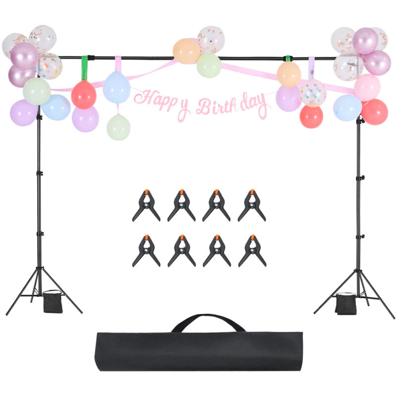 Support de toile de fond réglable 7 x 10 pieds, portable avec 3 barres transversales, support d'écran de projection robuste, pour mariage, studio