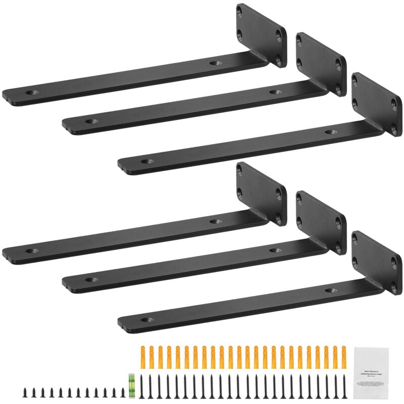Mophorn - Support d'étagère, 10'de long x 4' de large x 1,6' de haut. 6 pièces Supports d'étagère flottants de forte capacité. 5 mm d'épaisseur