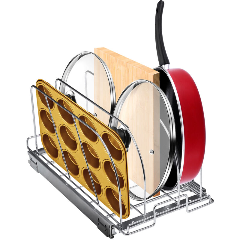 Mophorn Support extensible pour casseroles et poêles , organiseur sous armoire pour plaques de cuisson, séparateurs de fils réglables, support de