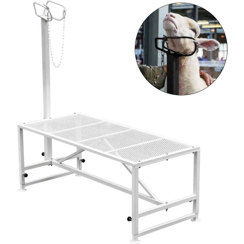 Vevor Support pour betail 130x59 cm support de parage avec piece de tete droite, support de parage pour chevre avec cadre en metal robuste, support