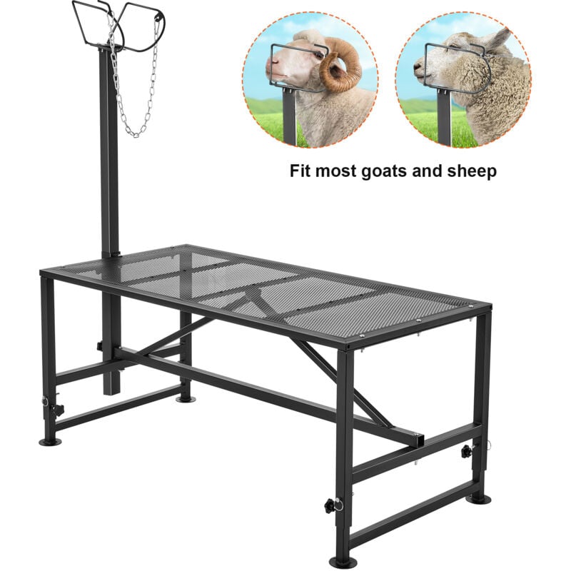 Support pour chèvres et moutons, 119,4 x 58,4 cm, support pour traite et tonte du bétail, hauteur réglable de 53,3 cm à 83,8 cm, avec têtière, boucle