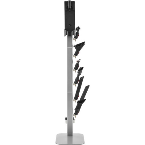 Mophorn Supporto per aspirapolvere compatibile con Dyson G5 V15 V12 V11 V10 V8 V7 V6 e accessori, base universale con 6 ganci e piedini antiscivolo, colore argento e bianco