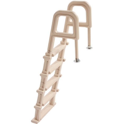 Mophorn Swimming Pool Ladder - 5-Step Inclined with Double Handrails, Non-slip Heavy-Duty Steps, 300 lbs Capacity, for 48-54" Inground & Above-ground Pools, Taupe