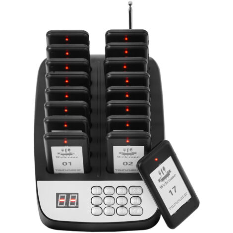 Mophorn Système de téléavertisseur pour restaurant, signal de file d'attente sans fil longue portée de 500 m. Avertisseurs d'appel des clients avec vibration et clignotement