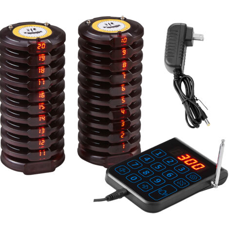 Mophorn Système de téléavertisseur pour restaurant, signal de file d'attente sans fil longue portée de 500 m. Avertisseurs d'appel des clients avec vibration et clignotement