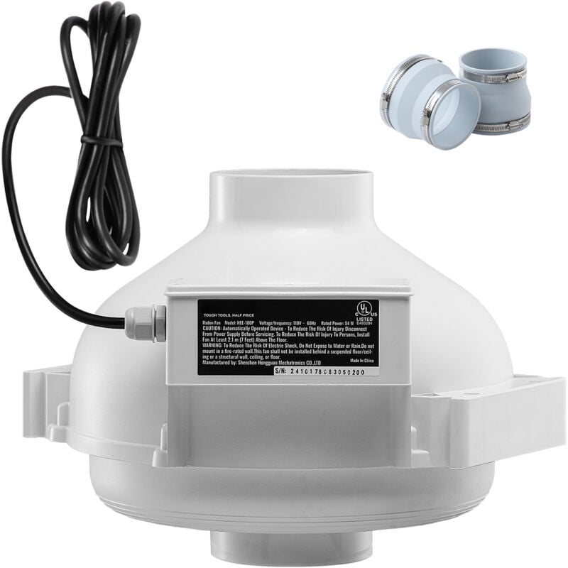 Mophorn Système de ventilateur d'atténuation du radon de 4 à 4,5 pouces, kit silencieux de 190 pi3/min avec 2 coupleurs