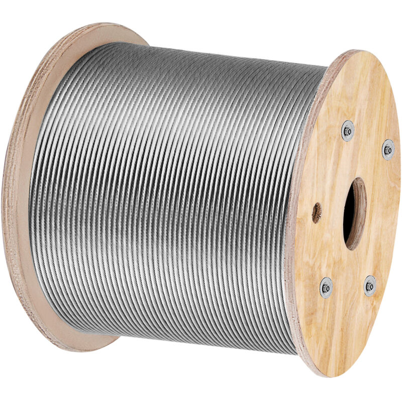 Mophorn - T316 Stainless Steel Wire Rope Cable 3.2mm Od, 1000ft Length, 11.14kn Tension, Flexible Stainless Steel, Cable Railing (300m)