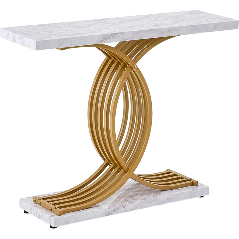 Table console étroite, 39,4 pouces, table d'entrée et de couloir longue à 1 niveau, avec cadre en métal, pour salon, chambre et plus - Mophorn
