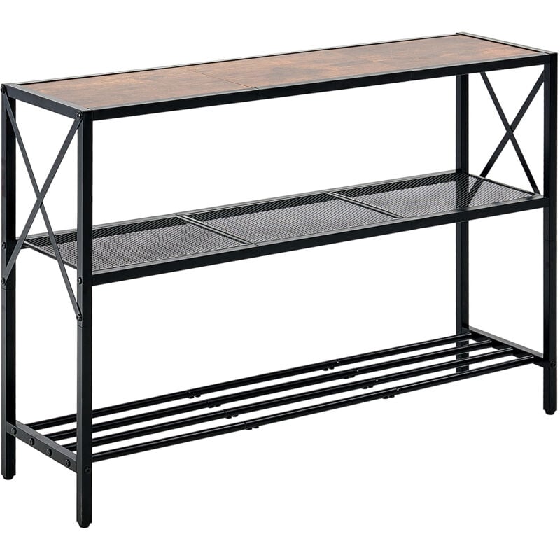 Mophorn Table console étroite, 41,7 pouces, table d'entrée et de couloir longue à 3 niveaux, avec cadre en métal, pour entrée, chambre et plus