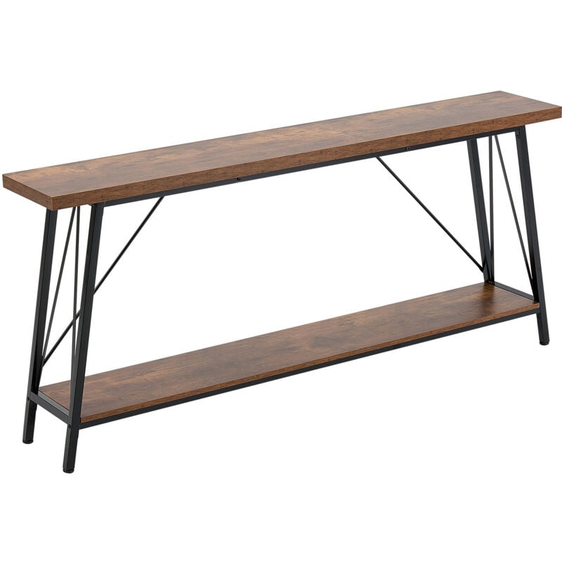 Mophorn - Table console étroite, 70,9 pouces, table d'entrée et de couloir longue à 2 niveaux, cadre en métal, pour salon, chambre et plus