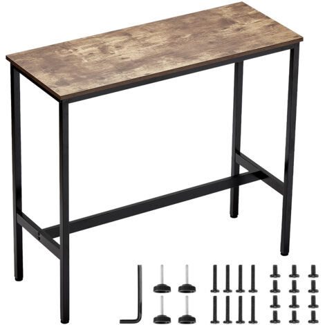 Mophorn Table de bar 991 x 406 x 902 mm, table haute avec structure métallique solide, bureau étroit et long pour cocktails, montage simple, idéale pour cuisine, salon et événements