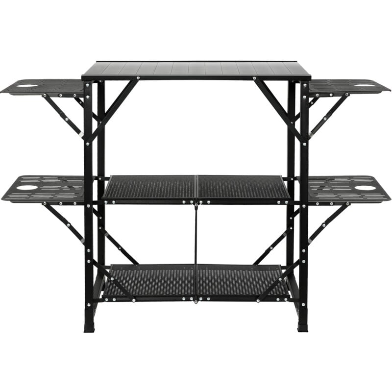 Mophorn Table de cuisine de camping, station de cuisson portable pliable en une seule pièce avec sac de transport, table en aluminium avec 4 tables