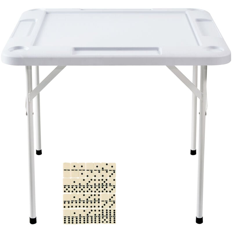 Mophorn - Table de Mahjong, table de Mahjong pliante carrée pour 4 joueurs avec 4 porte-gobelets et 4 plateaux à jetons, table de jeu de dominos