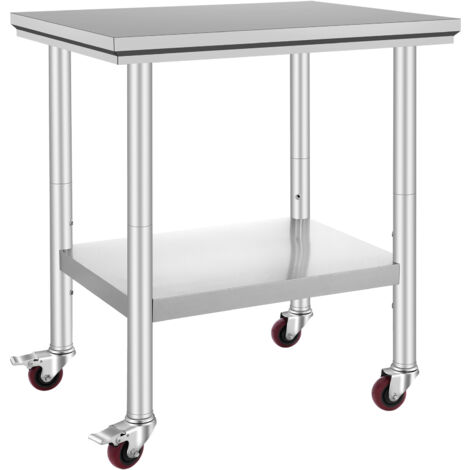Mophorn – Table de préparation en acier inoxydable 30 x 24 x 33 pouces – Charge 700 lbs – Hauteur réglable – Pour cuisine commerciale