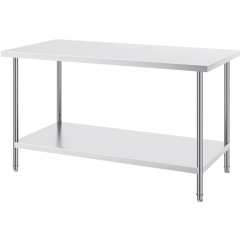 Mophorn - Table de préparation en acier inoxydable , 30 x 60 x 34 pouces, capacité de charge de 910 lb, table de travail en métal robuste avec 3