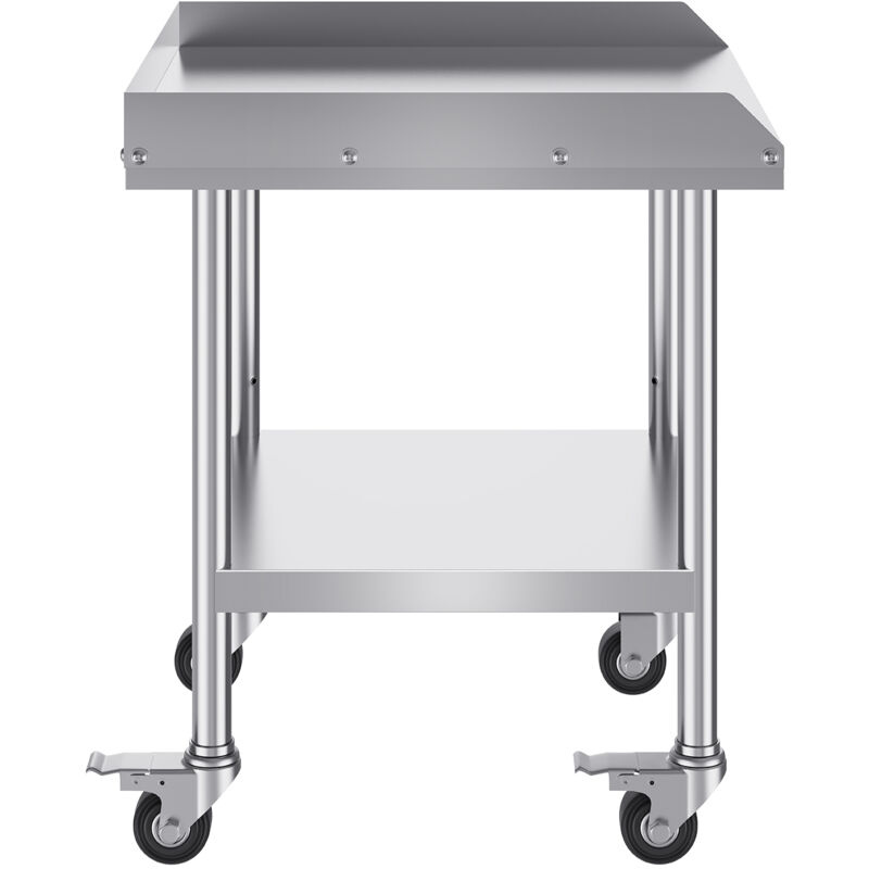 Mophorn Table de travail en acier inoxydable 24 x 24 x 30 pouces, table de préparation alimentaire commerciale robuste avec roulettes, 4 roues et