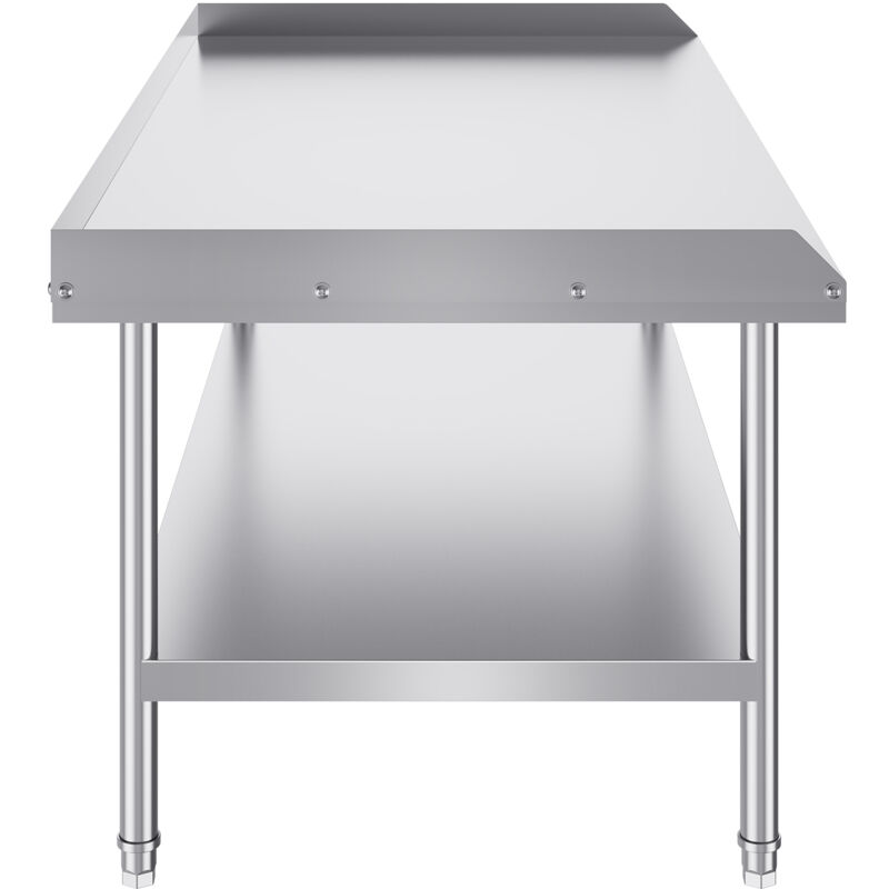 Mophorn Table de travail en acier inoxydable 30 x 60 x 26 po, table de préparation des aliments commerciale robuste avec dosseret à 3 côtés. Hauteur