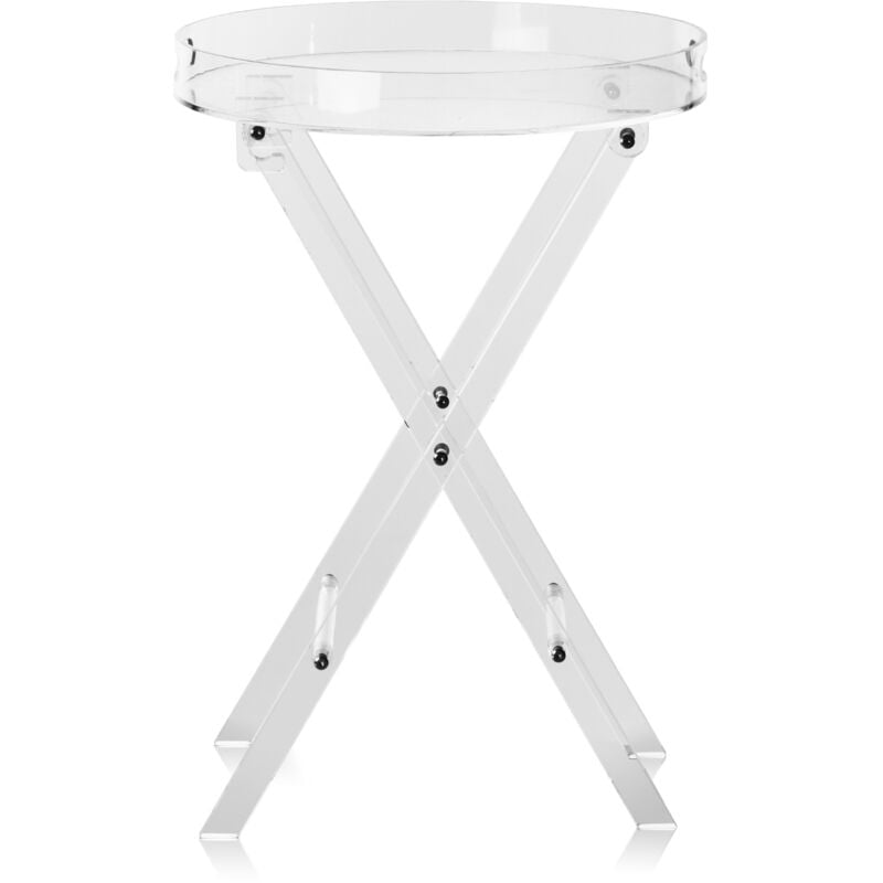 Mophorn Table pliante en acrylique, table d'appoint transparente avec pied en X pliable, table d'appoint pour café, boissons, collations dans le
