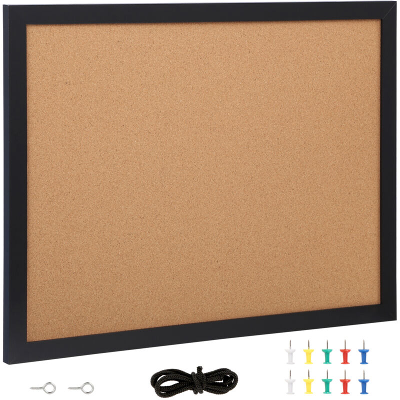 Mophorn Tableau en liège double face 24 x 18 pouces, cadre en MDF, tableau d'affichage avec 10 punaises pour la décoration du bureau, de la maison et
