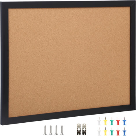 Mophorn Tablero de corcho de 36 x 24 pulgadas, tablón de anuncios con marco de MDF, tablero de visión incluye 10 chinchetas, ideal para decoración de oficina, hogar y escuela