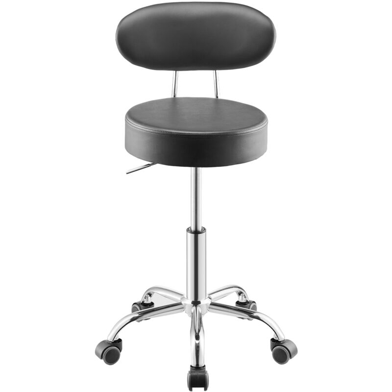 Tabouret d'atelier avec dossier, siège de mécanicien sur roulettes ajustable, capacité de charge jusqu'à 136 kg, siège pivotant à 360°, idéal pour