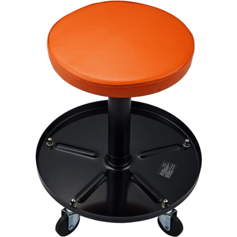 Mophorn Taburete de Taller Móvil Carga de 113,4 kg Taburete Mecánico con Ruedas Asiento de Taller Altura Ajustable con Bandeja de Herramientas Marco Resistente Cómodo Asiento Acolchado para Automóvil