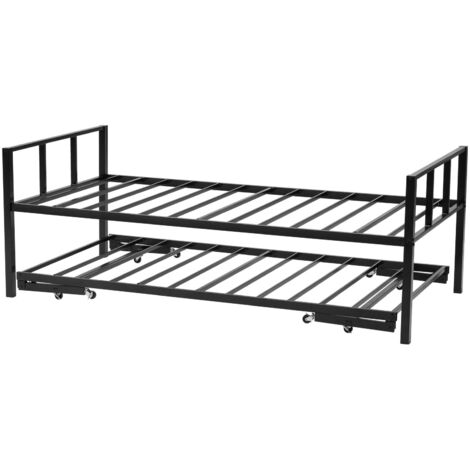 Mophorn Tagesbettrahmen in Twin-Größe mit Ausziehbett, Plattformbettrahmen Sofabett (181,44 kg Tragkraft) mit stabiler Metalllattenunterstützung für Wohnzimmer, Schlafzimmer oder Gästezimmer, schwarz
