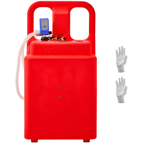 Mophorn Tanque de combustible 540x465x1070 mm 121,13 L con bomba eléctrica de transferencia, manguera de 1,2 m y boquilla con sensor de parada automática, adecuado para gasolina y diésel, color rojo