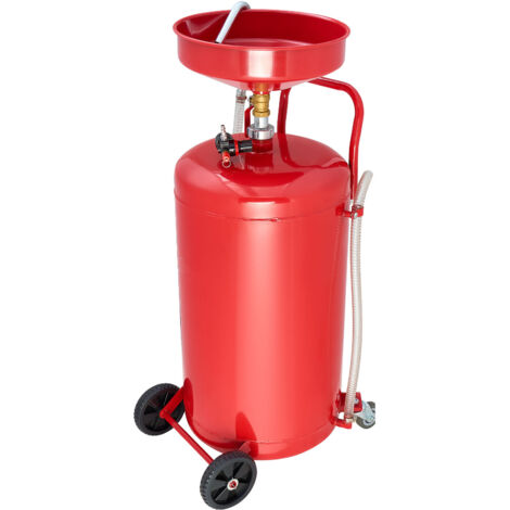 Mophorn Tanque portátil para drenaje de aceite usado, capacidad de 95 L, con embudo ajustable y ruedas, ideal para talleres de reparación de automóviles, color rojo
