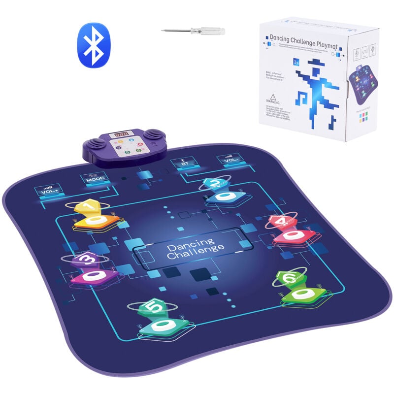Mophorn - Tapis de danse, tapis de jeu rythmique à 6 boutons, lumières led, 5 modes de jeu, musique intégrée, volume réglable, jouets pour 3 ans et
