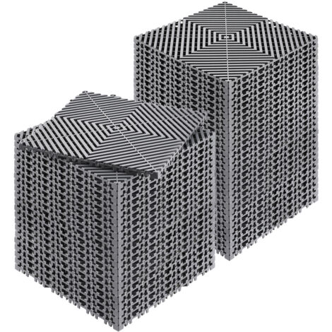 Mophorn Tapis de drainage emboîtable 12" x 12", 50 pièces, coussin antidérapant modulaire, tapis de sol et de douche en PP gris pour cuisine et utilisation en extérieur