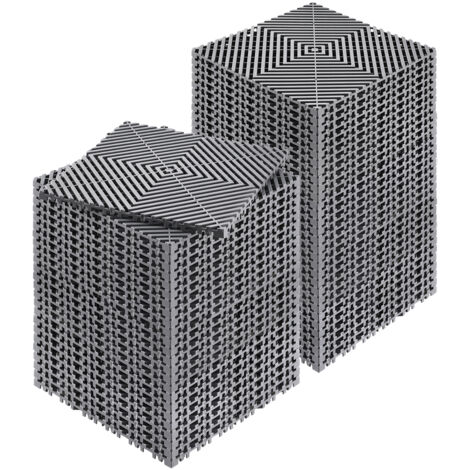 Mophorn Tapis de drainage emboîtable, coussins modulaires 12" x 12", 55 dalles de sol antidérapantes en PP, tapis de drainage gris pour cuisine et extérieur