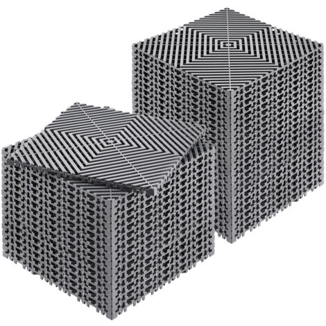 Mophorn Tappetino di drenaggio ad incastro, cuscino modulare da 12" x 12", 40 pezzi di piastrelle per pavimenti in PP grigio antiscivolo per garage, giardino, cucina e uso esterno