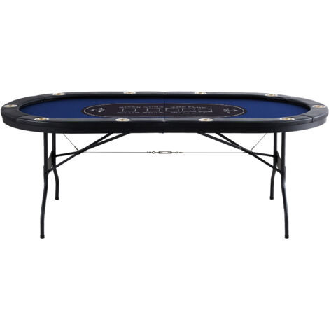 Mophorn Tavolo da Poker per Gioco Gambe per Tavolo Pieghevoli 2140 x 1070 x 760 mm, Tavolo da Poker Pieghevole, Piano da Poker Nero e Blu Pieghevole 8 Giocatori ca., Tavolo Poker Copertura Antipolvere