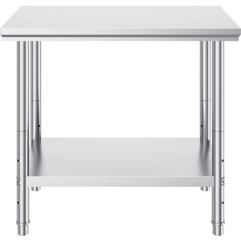 Mophorn Tavolo da preparazione in acciaio inossidabile, 35x24x31", capacità 700 libbre, tavolo da lavoro resistente, 3 altezze regolabili, uso commerciale, cucina/garage/ristorante/cortile