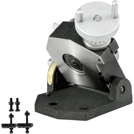 Mophorn Tavolo rotante da 4 pollici, 100 mm orizzontale e verticale, tavolo rotante di precisione a 4 slot per fresatrice MT-2, 360 gradi per fresatura e foratura
