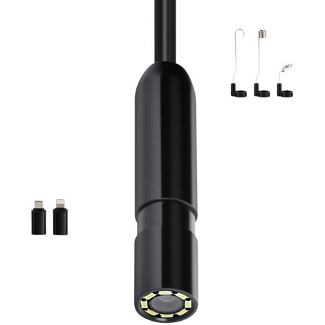 Mophorn Telecamera endoscopica con cavo semirigido da 15 m, videocamera di ispezione industriale HD 1920P, dotata di luce a 8 LED, zoom 2X e impermeabilità IP67