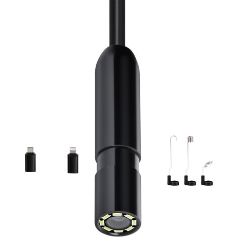 Mophorn Telecamera Endoscopica con Luce, Dispositivo di Ispezione con 8 LED e Cavo Semirigido da 3 m, Boroscopio HD 1920P con Zoom 2X, Impermeabile IP67 per Auto e Tubazioni