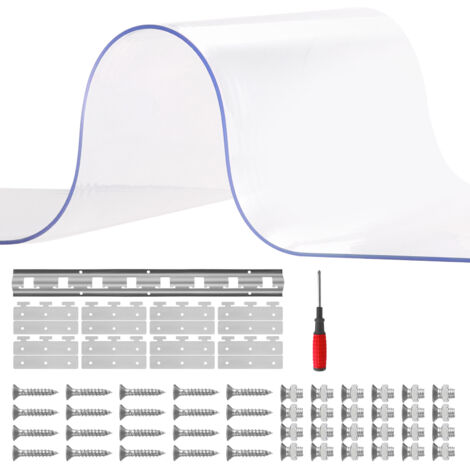Mophorn Tenda a Strisce in Plastica 122x213,4 cm, Tenda a Lamelle Trasparente, 8 Strisce in Plastica per Porta, Spessore 2 mm, per Porta Cella Frigorifera, Magazzino, Supermercato, Centri Commerciali