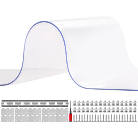 Mophorn Tenda a Strisce in Plastica 152,4x213,4 cm, Tenda a Lamelle Trasparente, 10 Strisce in Plastica per Porte, Spessore 2 mm, per Porte per Celle Frigorifere, Frigoriferi per Supermercati