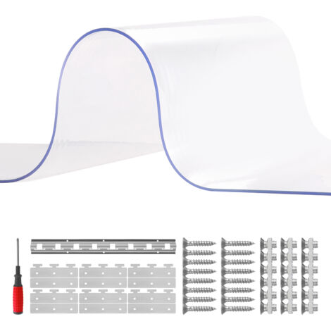 Mophorn Tenda a Strisce in Plastica, 97x213,4 cm, Tenda a Lamelle Trasparente, 6 Strisce in Plastica per Porta, Spessore 2 mm, per Porta Cella Frigorifera, Magazzino, Supermercato, Garage Commerciale