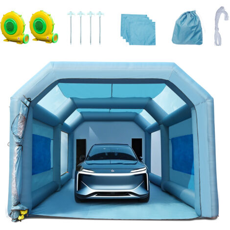 Mophorn Tenda gonfiabile della cabina di verniciatura dellautomobile di 26x15x11ft Sistema di filtraggio 2 soffiatori