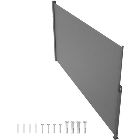 Mophorn Tenda Laterale Retrattile, Schermo Privacy Esterno Giardino Balcone Terrazza 180x350cm, Frangivista Retrattile Poliestere 180g Impermeabile, UV30+ Paravento Divisorio per Cortile Balcone Grigi