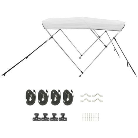 Mophorn Tendalino per barca a 3 archi, copertura in poliestere 600D con struttura in lega di alluminio, tettoia resistente all'acqua con borsa, larghezza regolabile da 137 a 152 cm, grigio chiaro