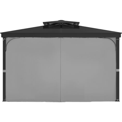Mophorn Tende da Gazebo Impermeabili per Esterni, 283 x 340 x 203,5 cm, Tende per la Privacy con Pareti Laterali a 4 Pannelli con Cerniere, Tende Parasole Versatili, Solo Tende, Grigio