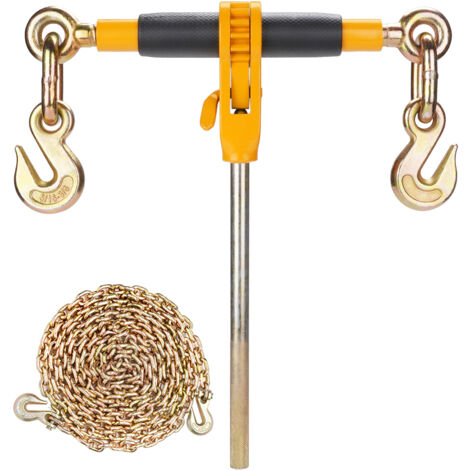 Mophorn Tensor de Cadena de Amarre Trinquete de Cadena 0,8-0,9 cm 4 Piezas Carga de 3220 kg Carpeta de Carga con Trinquete Mango Antideslizante para Asegurar Cargas, Transporte, Remolques de Camión