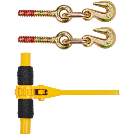 Mophorn Tensor de trinquete para cadena de amarre de 6,3-8 mm carga de trabajo segura 1180 kg 4 unidades con 2 ganchos de agarre, fijaciones para cadena de transporte, remolque, camión de plataforma