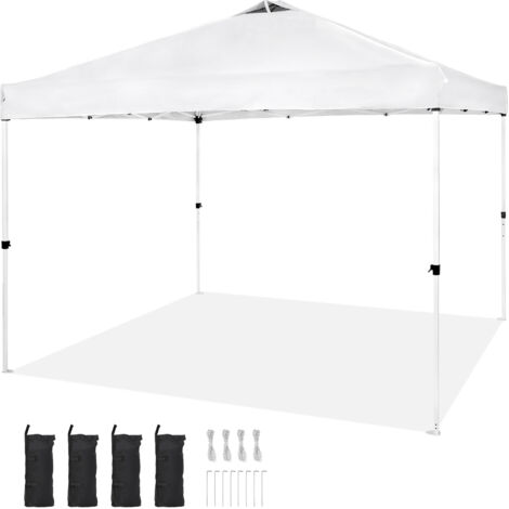 Mophorn Tente à auvent escamotable 10x10 pieds, bâche enduite d'argent PU 250D, abri solaire imperméable avec sac à roulettes portable et 4 sacs de sable, pour fête en plein air, camping, événements c